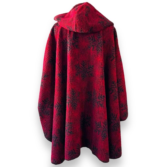 BEAR RIDGE OUTFITTERS | Vintage Wool Blend Hooded Poncho Cardigan Sweater Cape - Picture 2 of 4